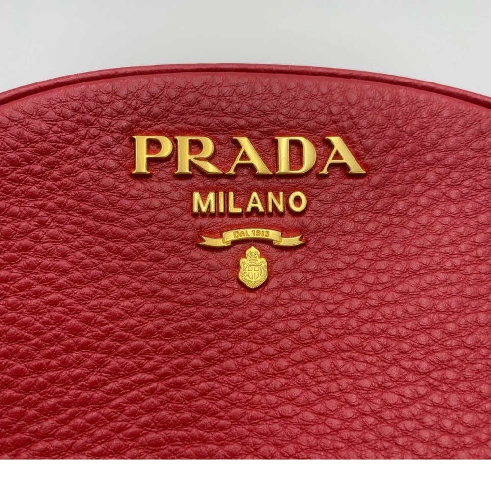 Authentic Prada Vitello Daino Leather Red Shoulder Bag W/Strap - Picture 7 of 16
